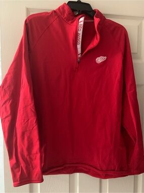 Men's Red Quarter-Zip Long Sleeve Pullover